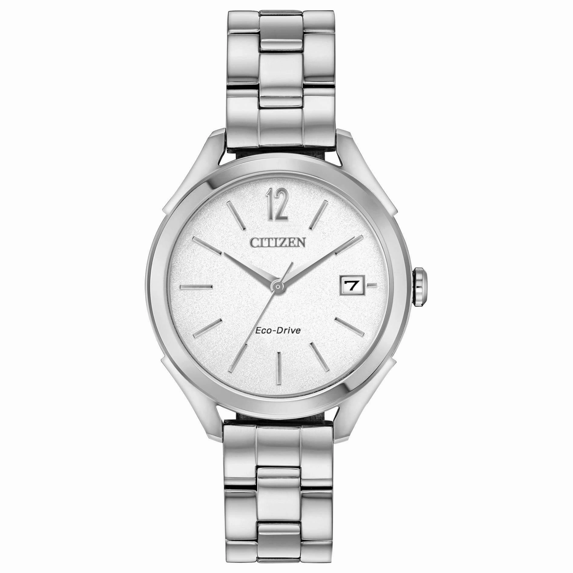 Citizen Women's Eco Drive Watch - Drive Silver Tone Dial Steel Bracelet | FE6140-54A