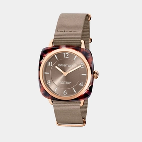 Clubmaster Chic Women Quartz Grey Taupe Dial Analog Nato Watch 21536.PRA.UBR.30.NT