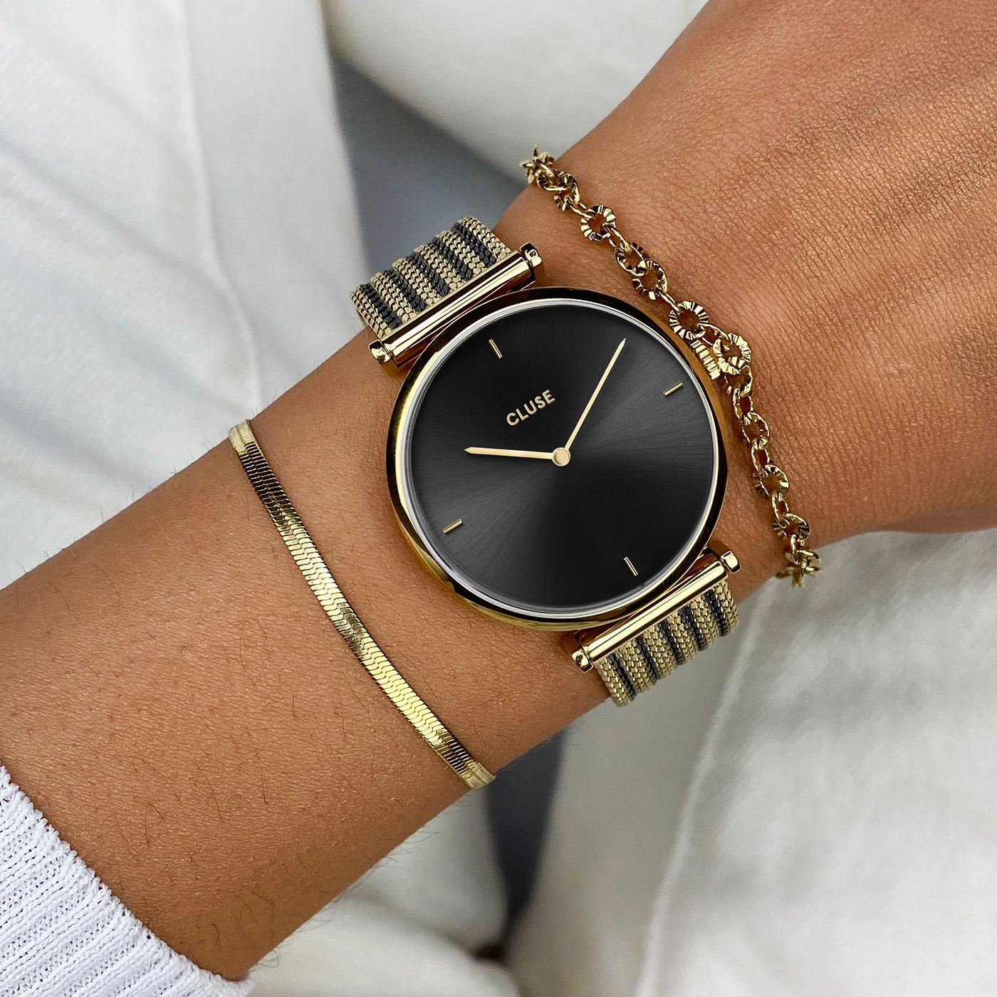 CLUSE Triomphe Mesh Bicolour Gold Black /Black Watch CW10403
