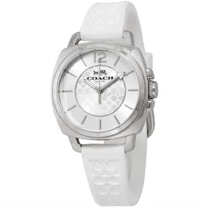 Coach Women's Watch - Boyfriend Silver Dial White Silicone Rubber Strap | 14503146