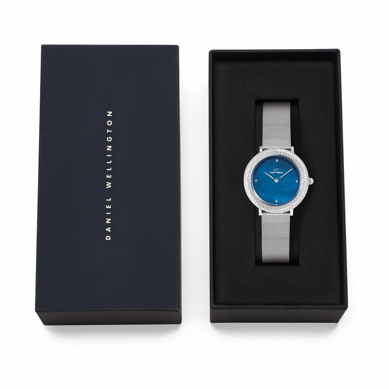 Daniel Wellington Crystalline Bezel Sterling Blue Dial Watch DW00100825