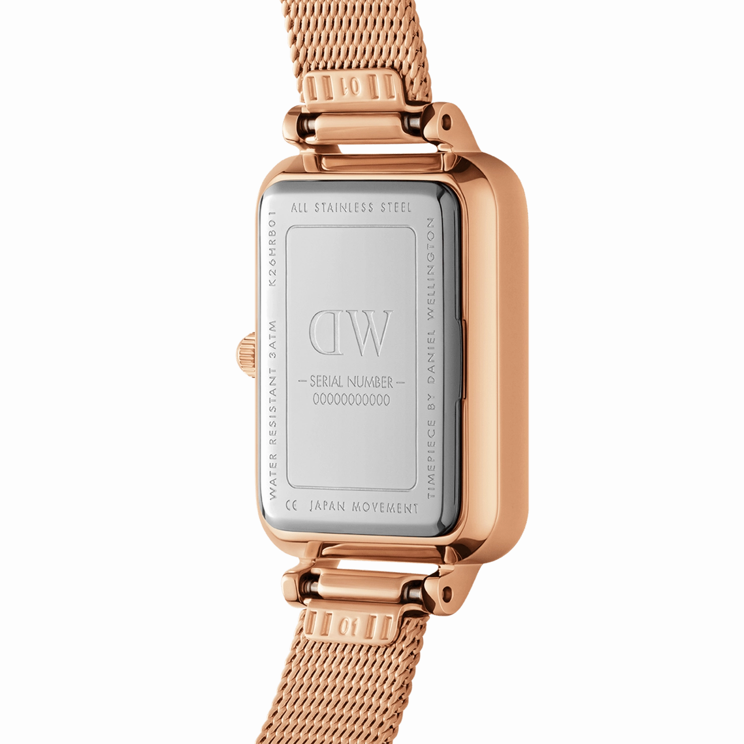 Daniel Wellington Quadro 20X26 Bezel Mesh Pink MOP Watch DW00100669