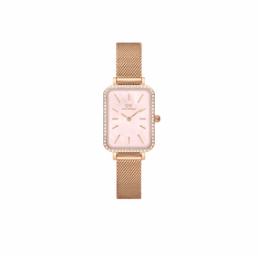 Daniel Wellington Quadro 20X26 Bezel Mesh Pink MOP Watch DW00100669