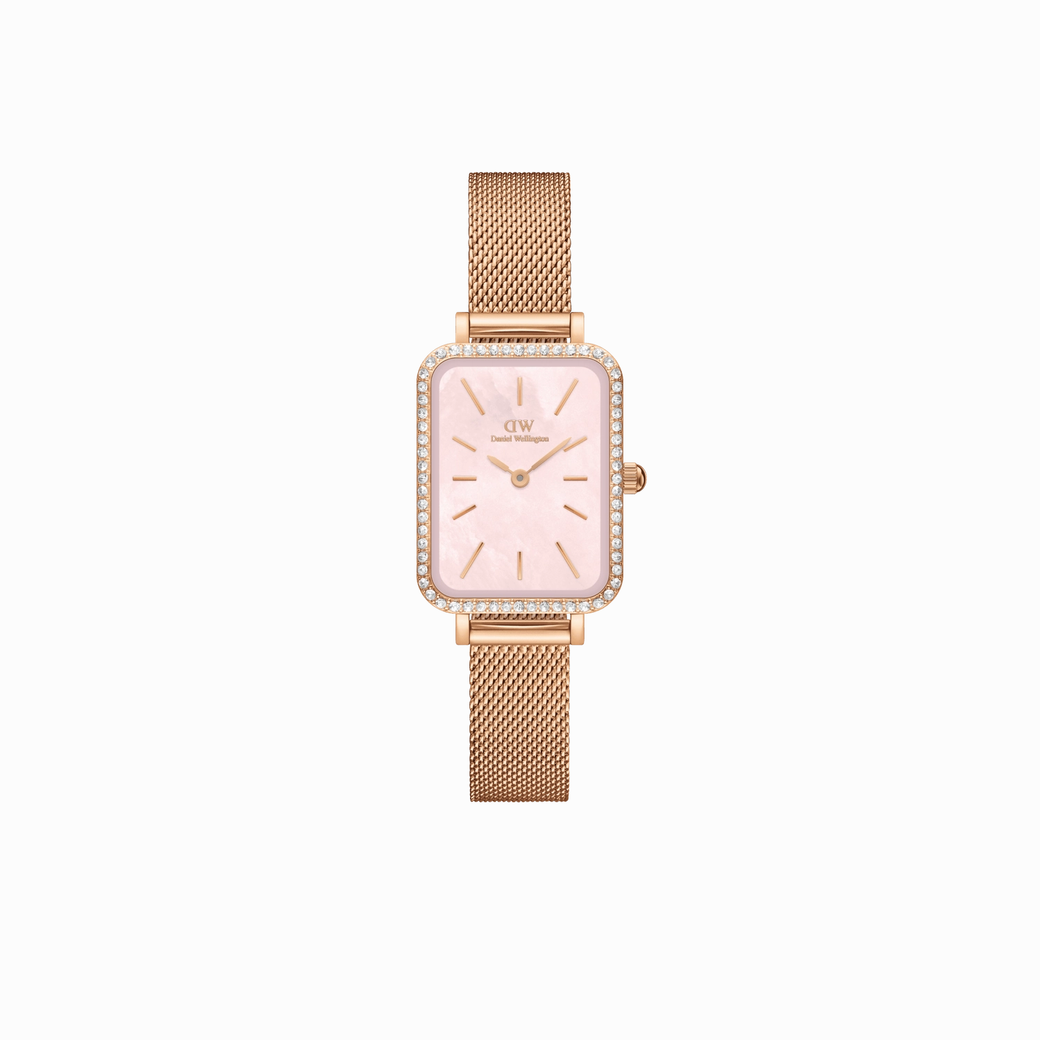 Daniel Wellington Quadro 20X26 Bezel Mesh Pink MOP Watch DW00100669