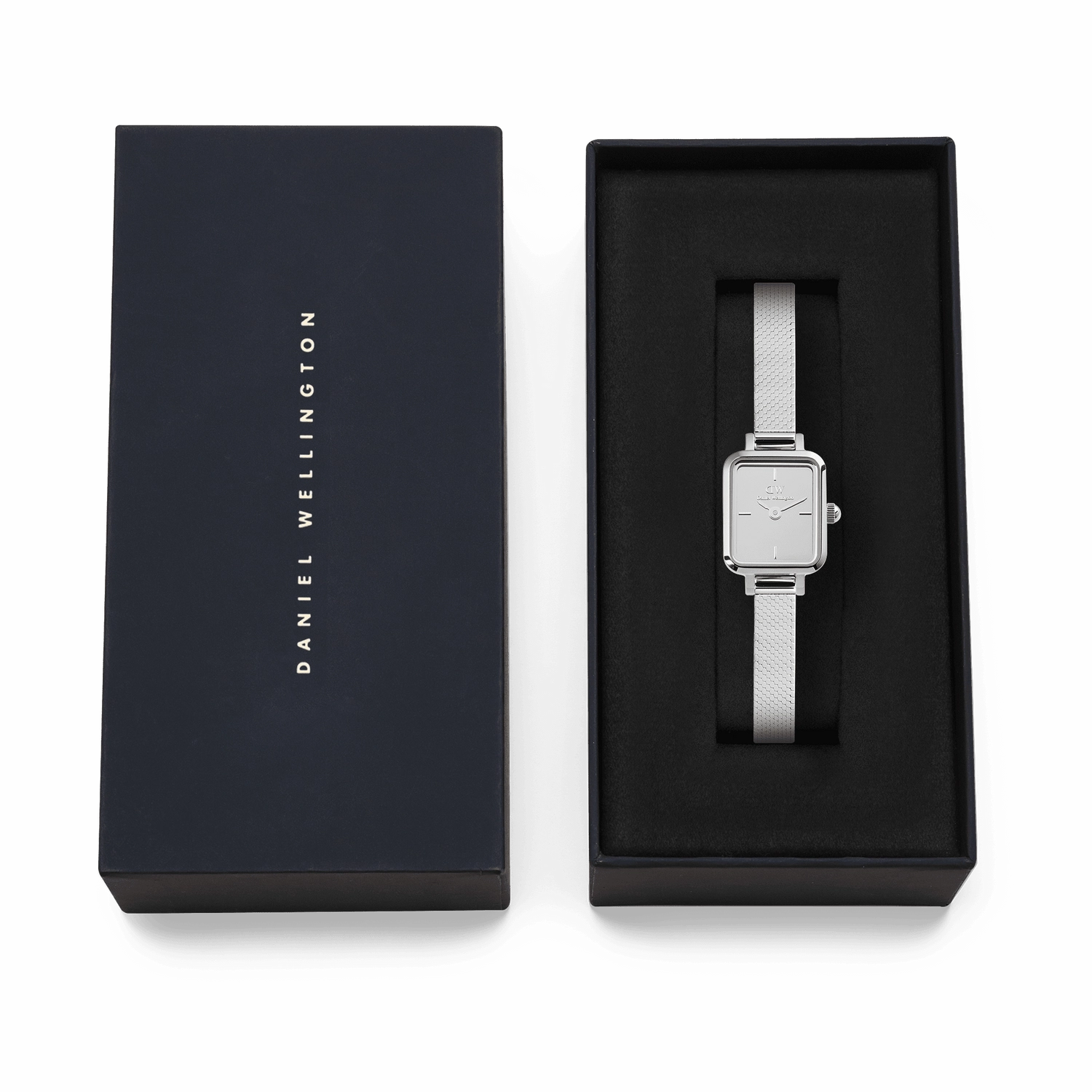 Daniel Wellington Quadro Mini Mirror Reflection Silver Dial Watch DW00100800