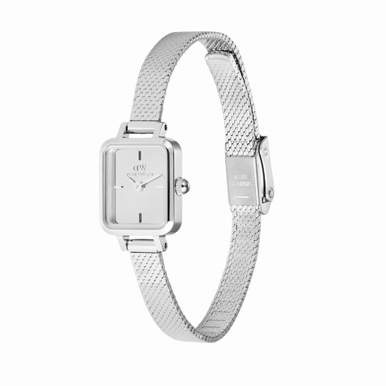 Daniel Wellington Quadro Mini Mirror Reflection Silver Dial Watch DW00100800