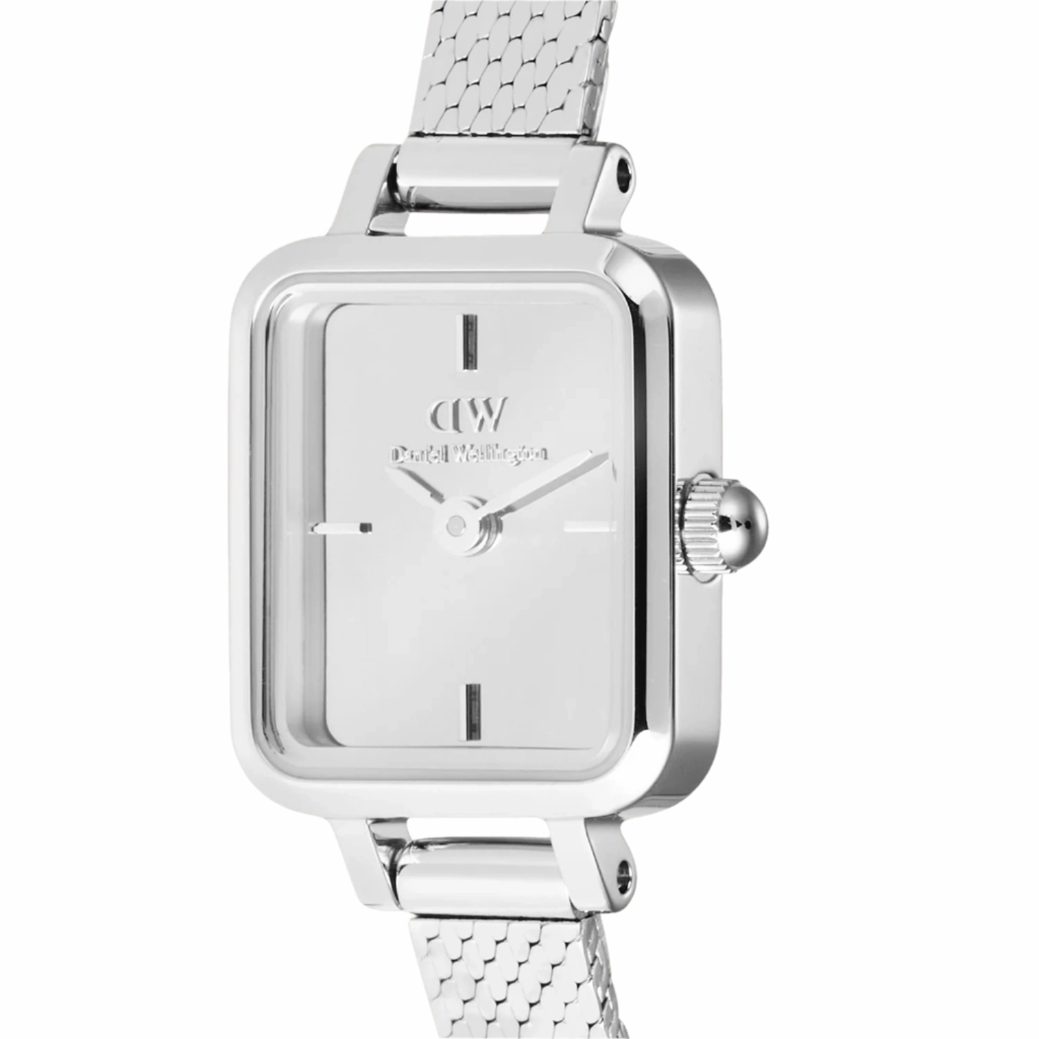 Daniel Wellington Quadro Mini Mirror Reflection Silver Dial Watch DW00100800