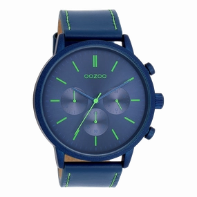 Dark blue OOZOO watch with blue leather strap - C11205
