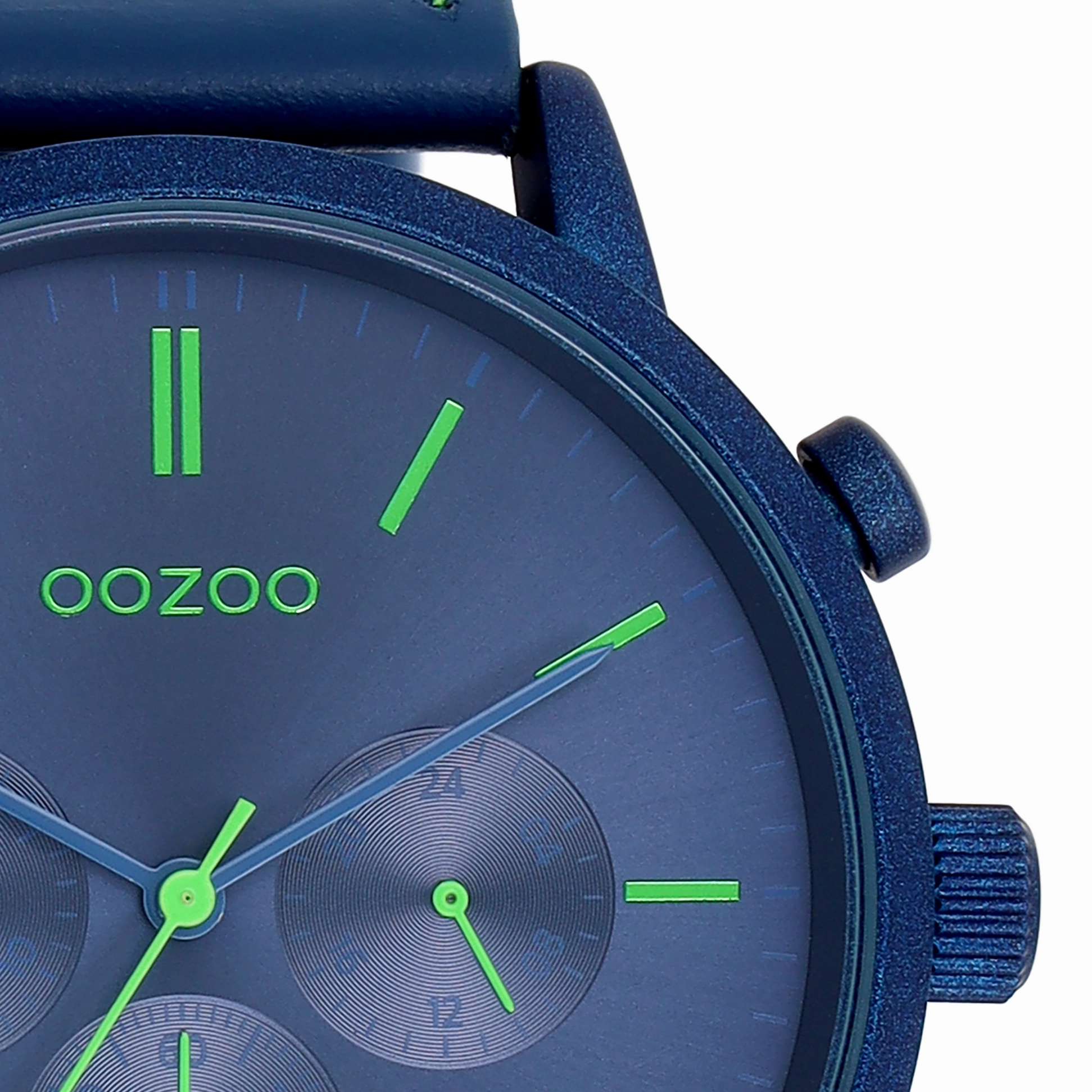 Dark blue OOZOO watch with blue leather strap - C11205