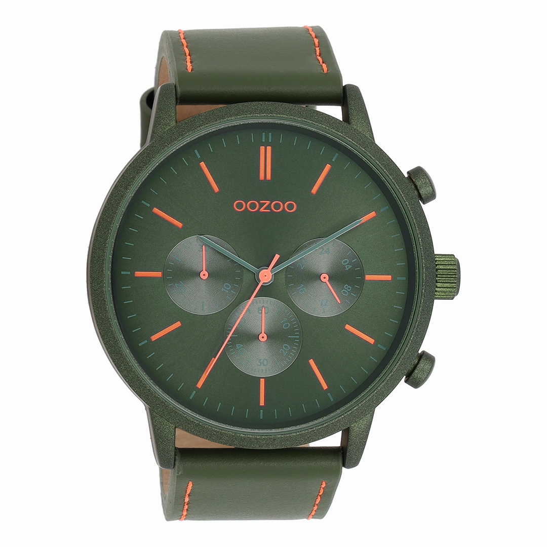 Dark green OOZOO watch with leather strap - C11206