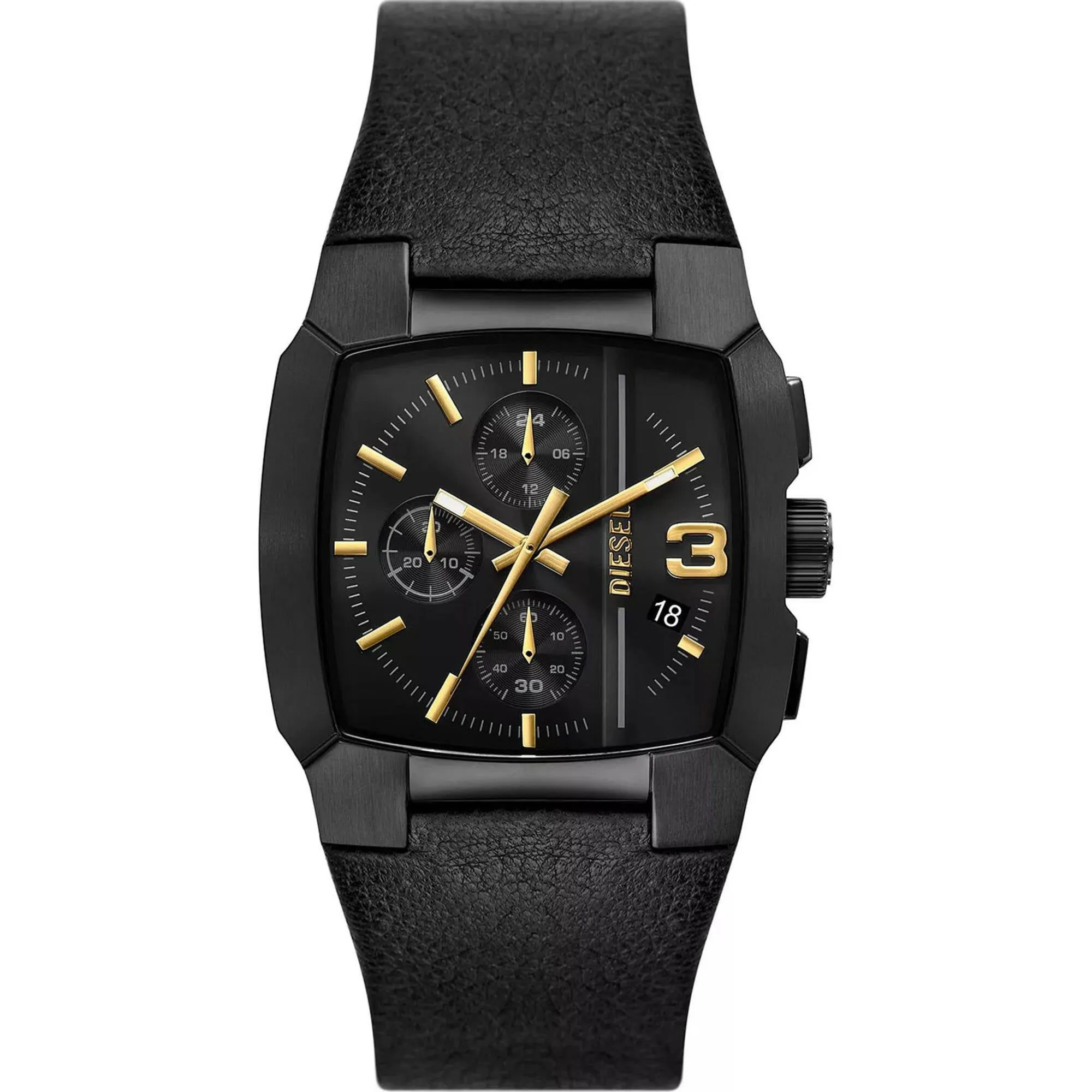 Diesel Men's Watch - Cliffhanger Quartz Chrono Black Dial Leather Strap | DZ4645