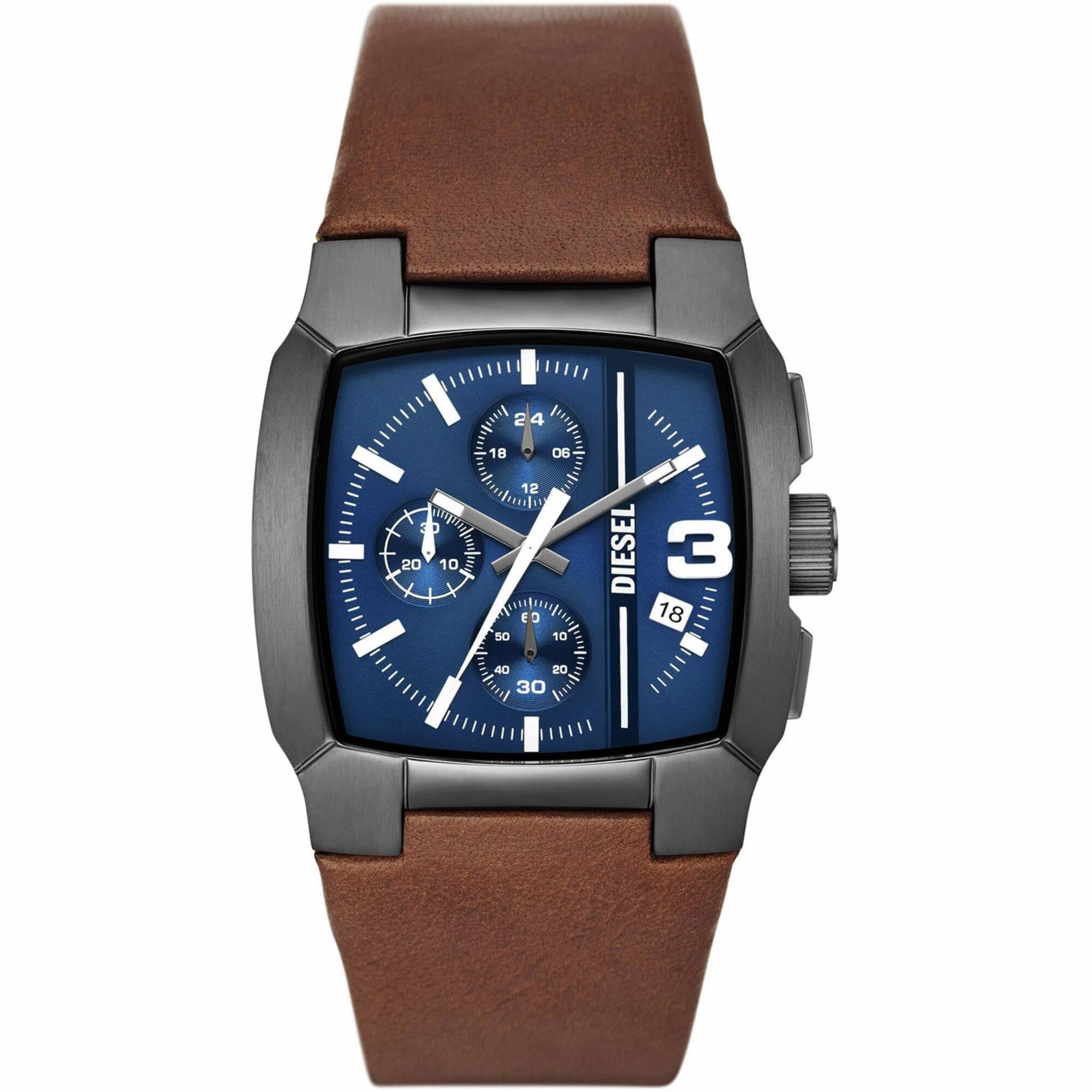 Diesel Men's Watch - Cliffhanger Quartz Chronograph Blue Dial Leather Strap | DZ4641