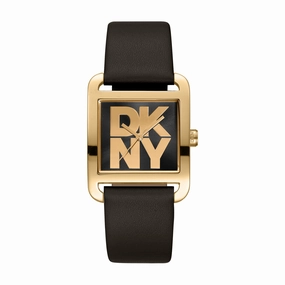 DKNY City Maxi Black Dial Black Leather Strap Watch DK1L001L0025