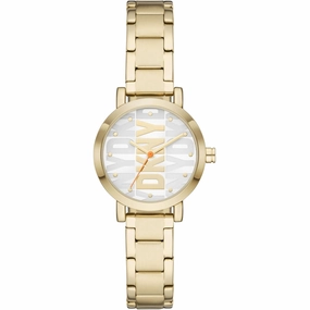 DKNY Women's Watch - Soho Quartz SS Case Silver Dial Yellow Gold Bracelet | NY6647