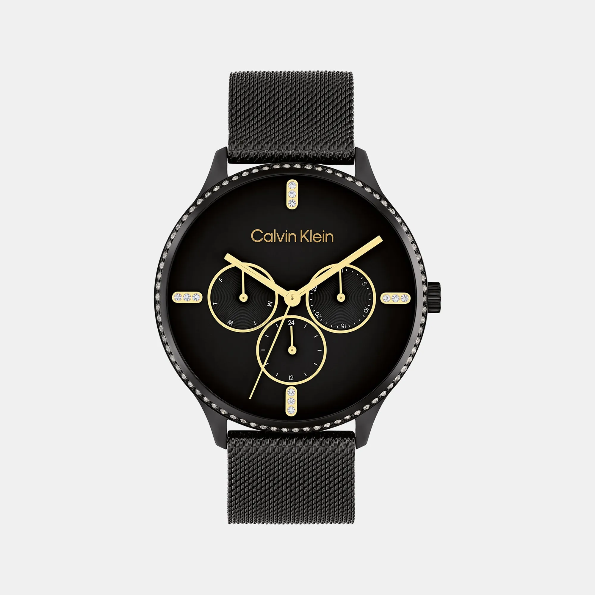 Dress Women's Black Dial Multi-Function Mesh Watch 25200369