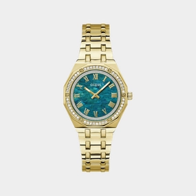 Dress Women Quartz Green Dial Analog Stainless Steel Watch GW0770L2