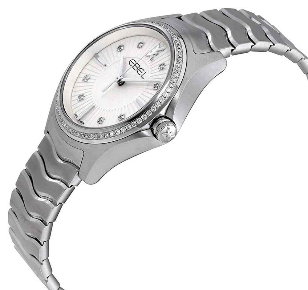 Ebel Wave Stainless Steel Silver Dial Diamonds Quartz Womens Watch 1216308