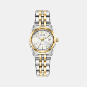Eco-Drive Women White Dial Analog Stainless Steel Watch EW2299-50A