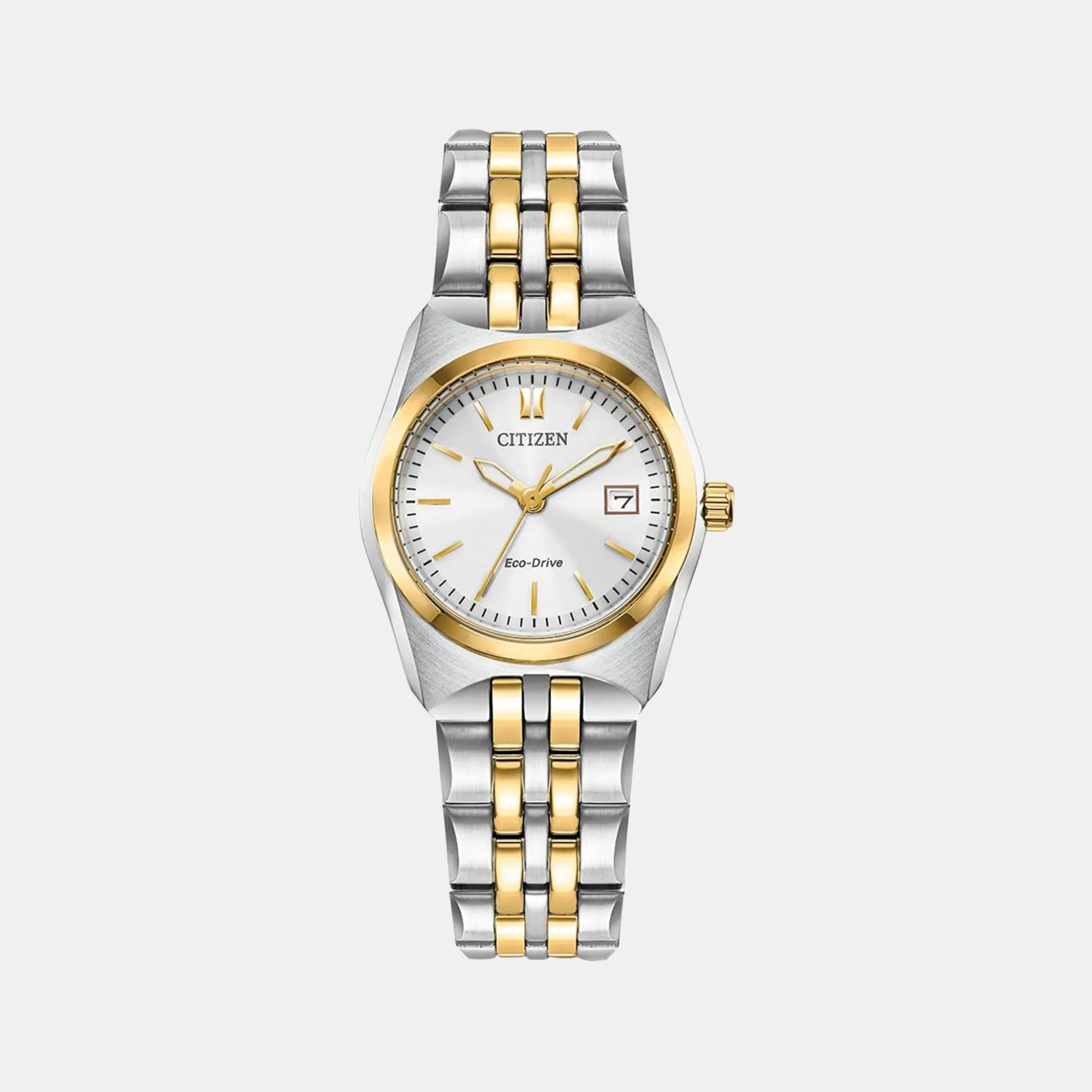 Eco-Drive Women White Dial Analog Stainless Steel Watch EW2299-50A