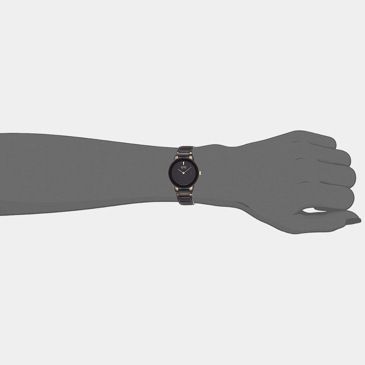 Eco-Drive Women Black Dial Analog Stainless Steel Watch GA1055-57F