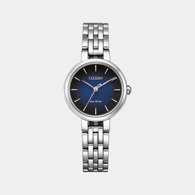 Eco-Drive Women Blue Dial Analog Stainless Steel Watch EM0990-81L