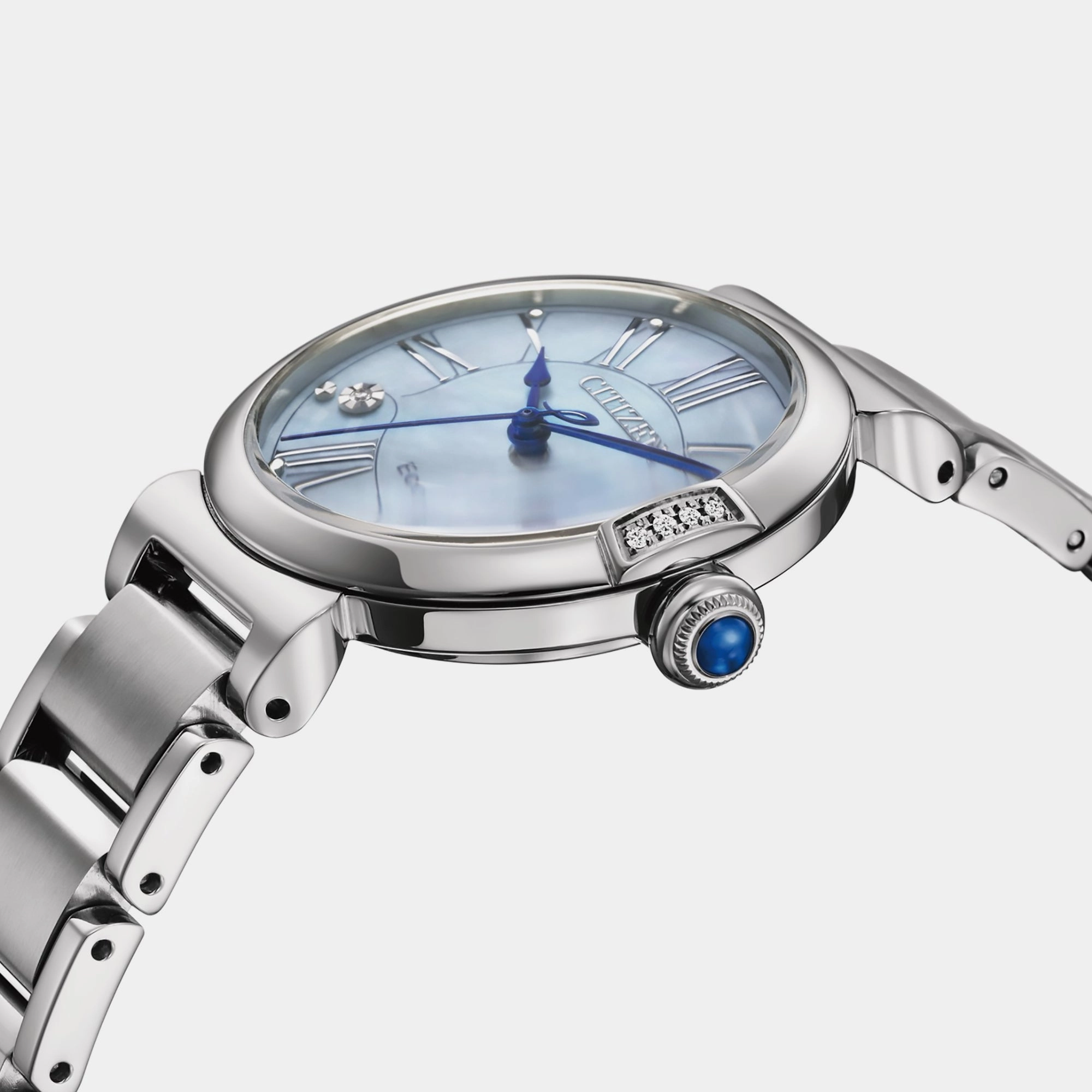 Eco-Drive Women Mother Of Pearl Dial Analog Stainless Steel Watch EM1060-87N