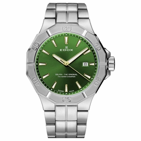 Edox Delfin The Original Stainless Steel Green Dial Men's Automatic Watch 53021-3M-VID