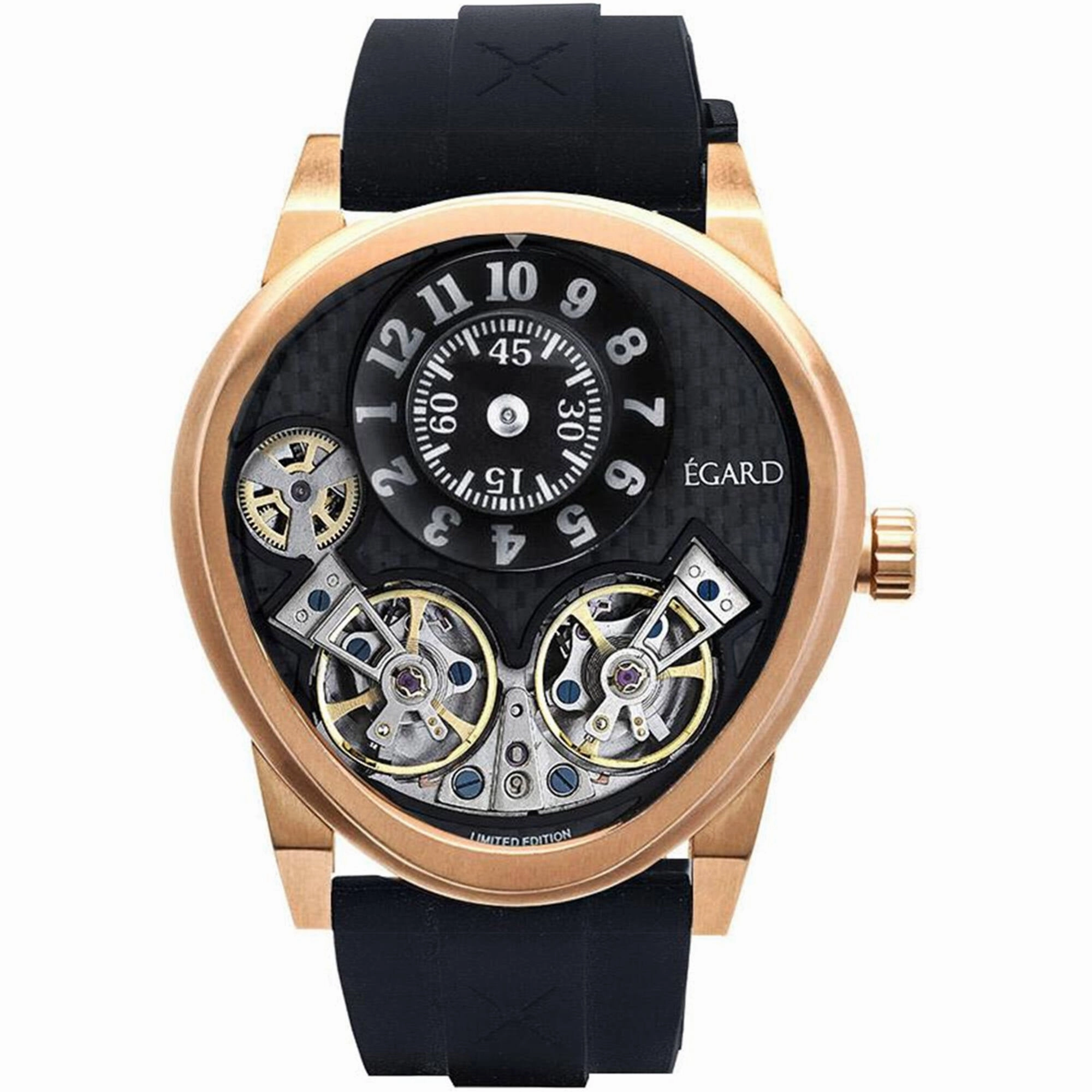 Egard Men's Watch - Quantus V3 Quartz Brown Dial Black Rubber Strap | WCH-5072-M-ROS