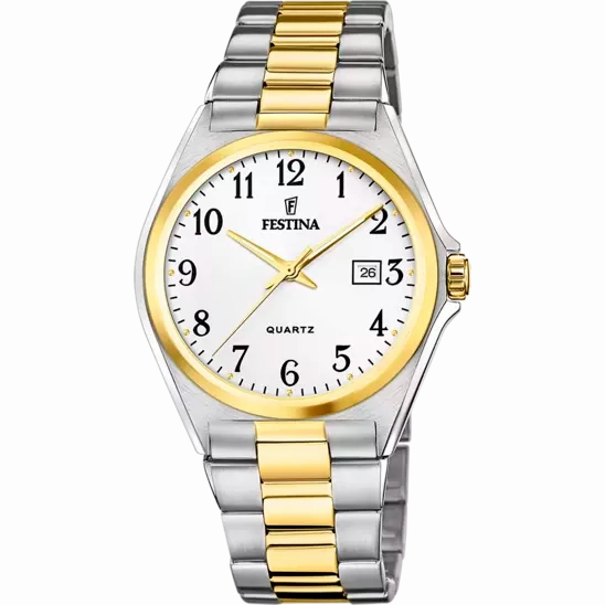 Elegant Festina F20554/1 Men's Watch with Classic White Dial and Sophisticated Stainless Steel Strap
