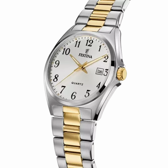 Elegant Festina F20554/1 Men's Watch with Classic White Dial and Sophisticated Stainless Steel Strap