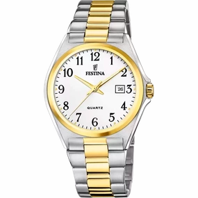 Elegant Festina F20554/1 Men's Watch with Classic White Dial and Sophisticated Stainless Steel Strap