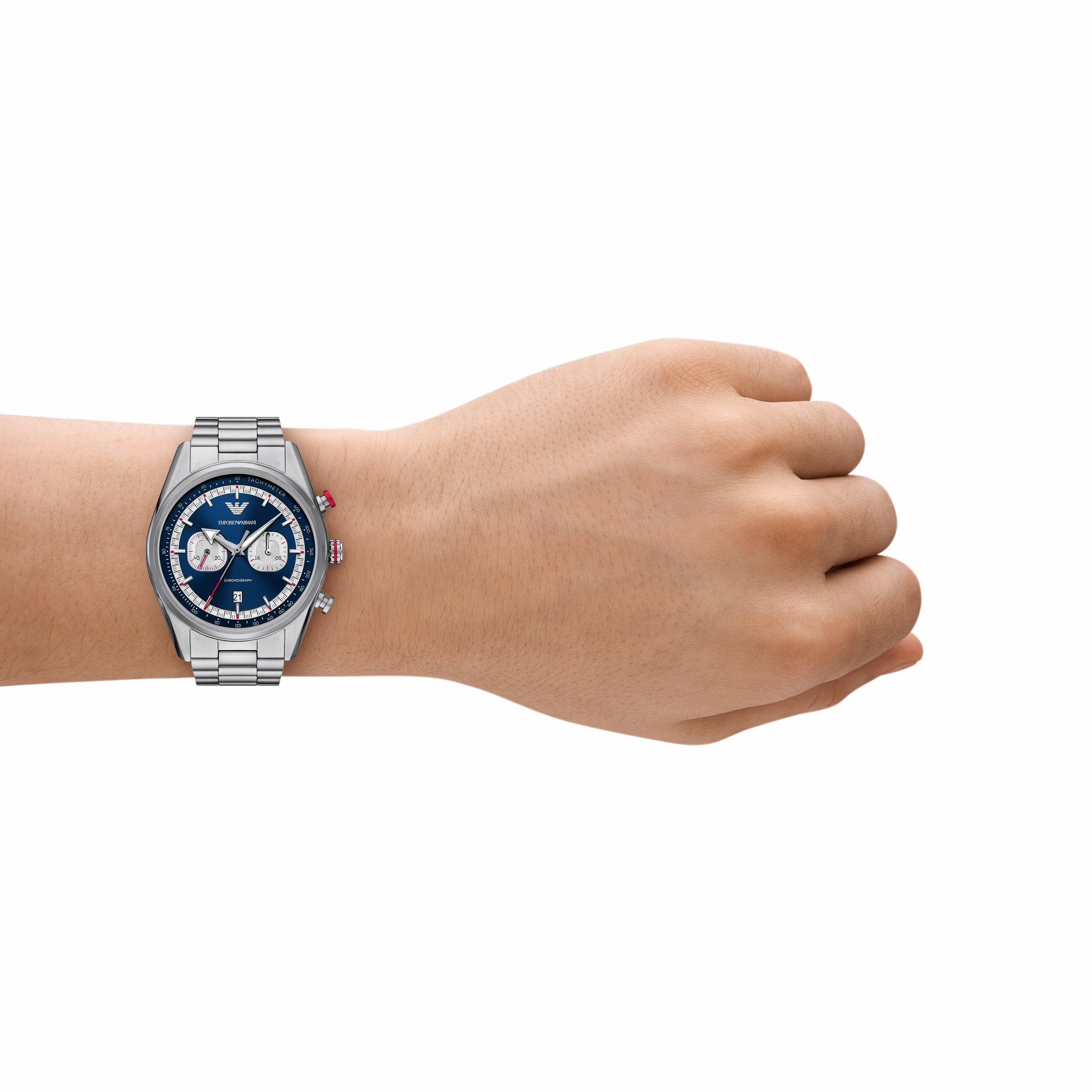 Emporio Armani Chronograph Blue Dial Stainless Steel Watch AR11676