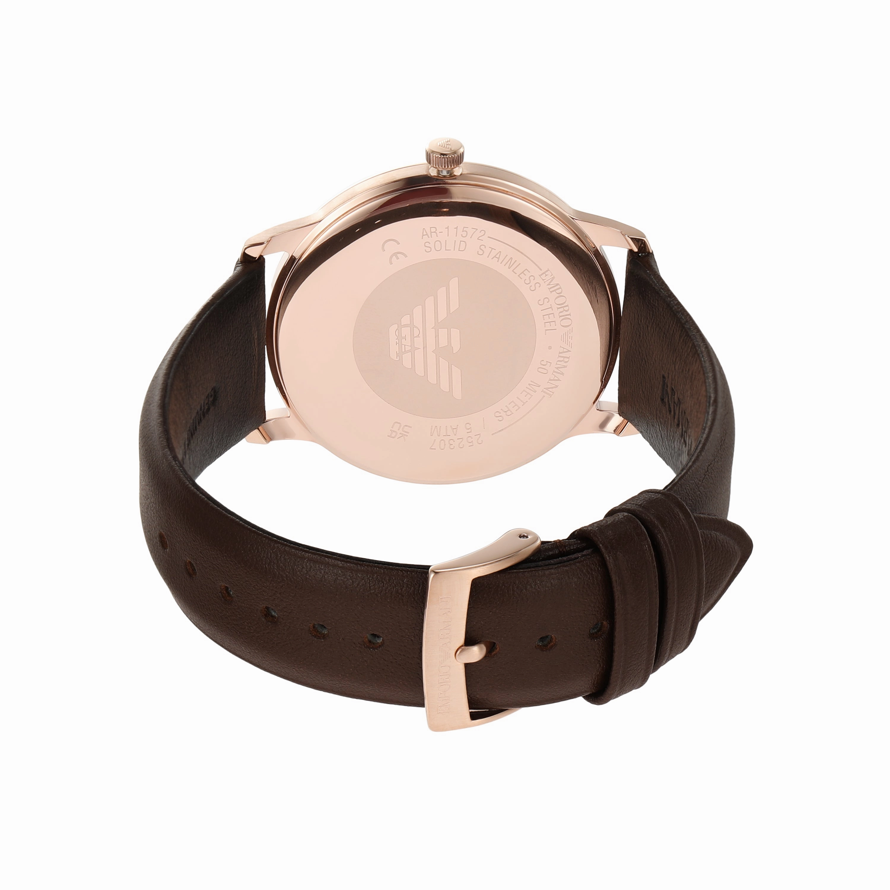 Emporio Armani Elegant White Dial Brown Leather Watch AR11572