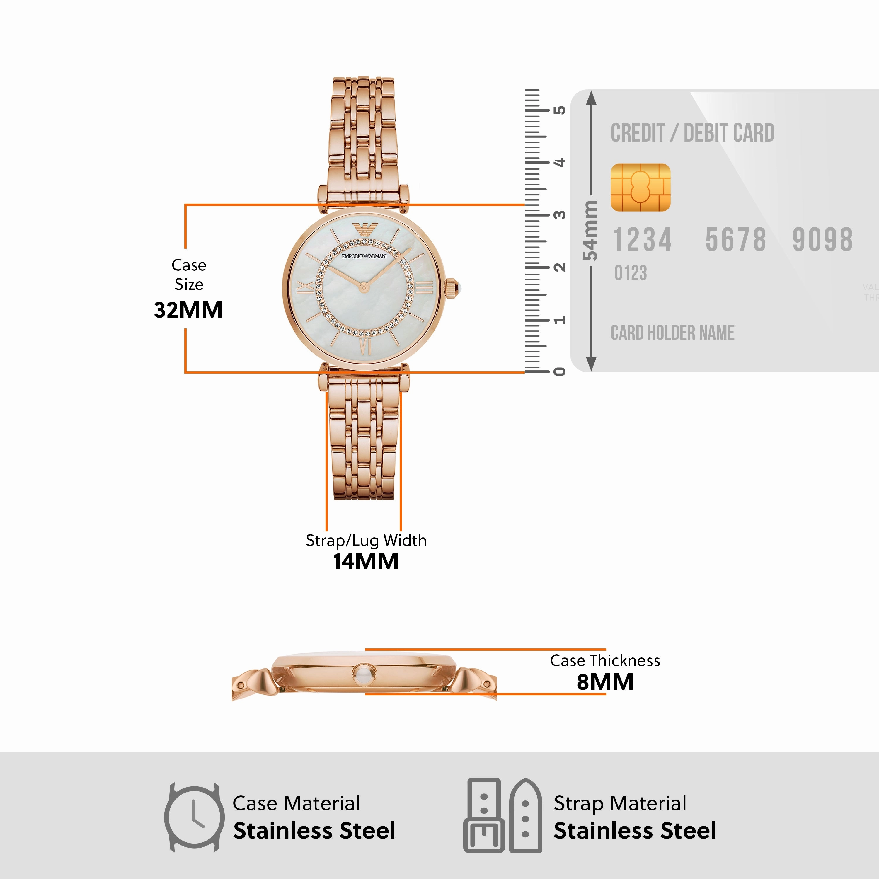 Emporio Armani Rose Gold Women's Watch with Pearl Dial AR1909