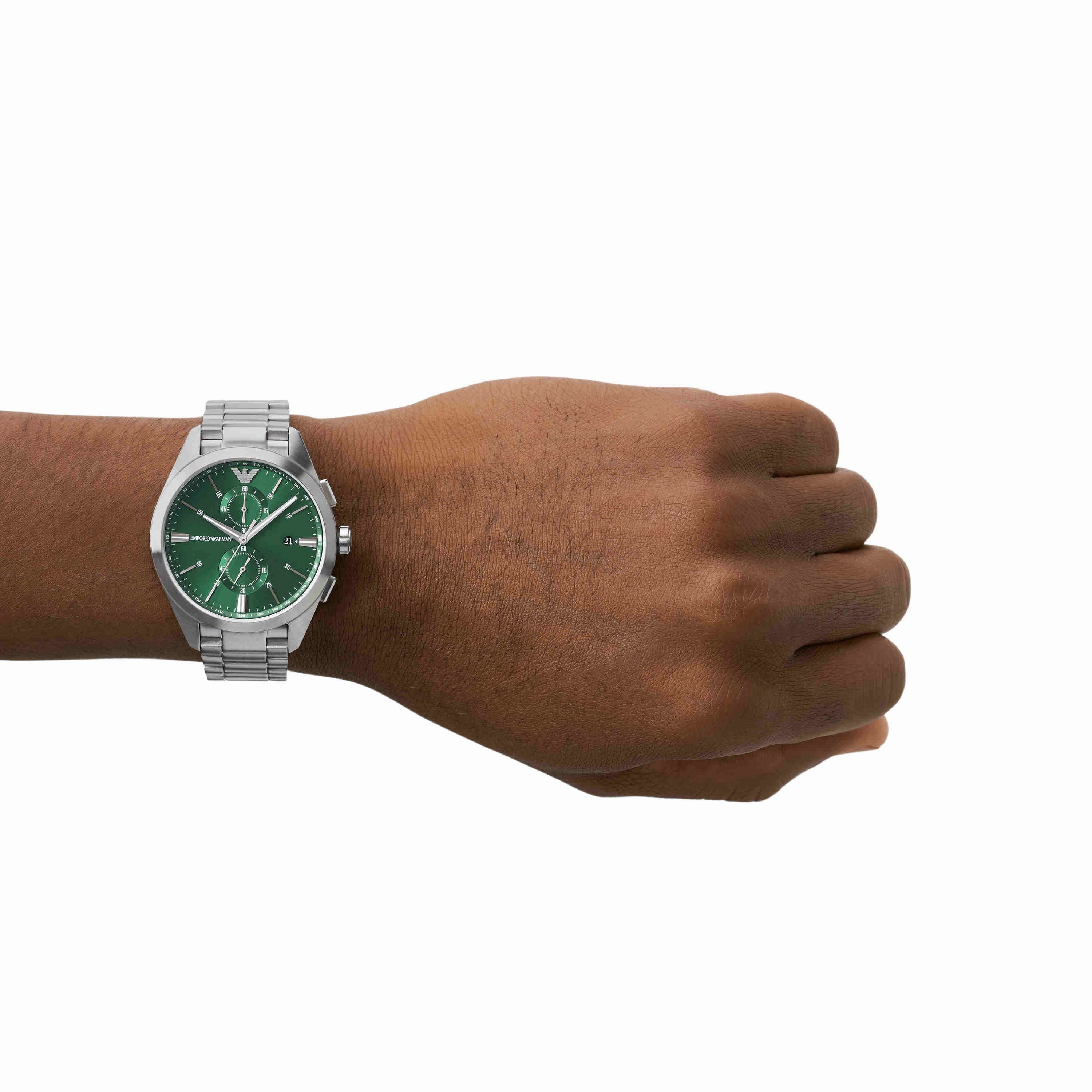 Emporio Armani Silver-Tone Chronograph Watch AR11480