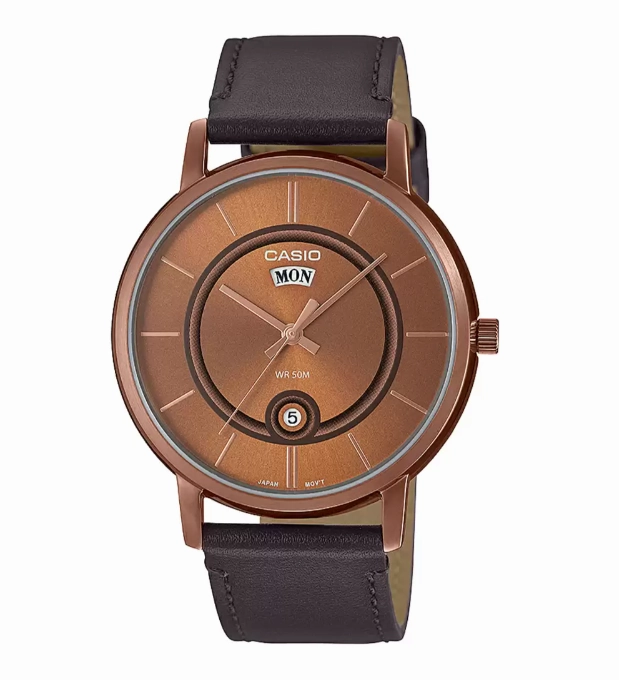 Enticer Men's Analog Leather Watch A2045 - MTP-B120RL-5AVDF