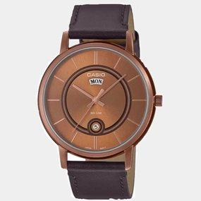 Enticer Men's Analog Leather Watch A2045 - MTP-B120RL-5AVDF