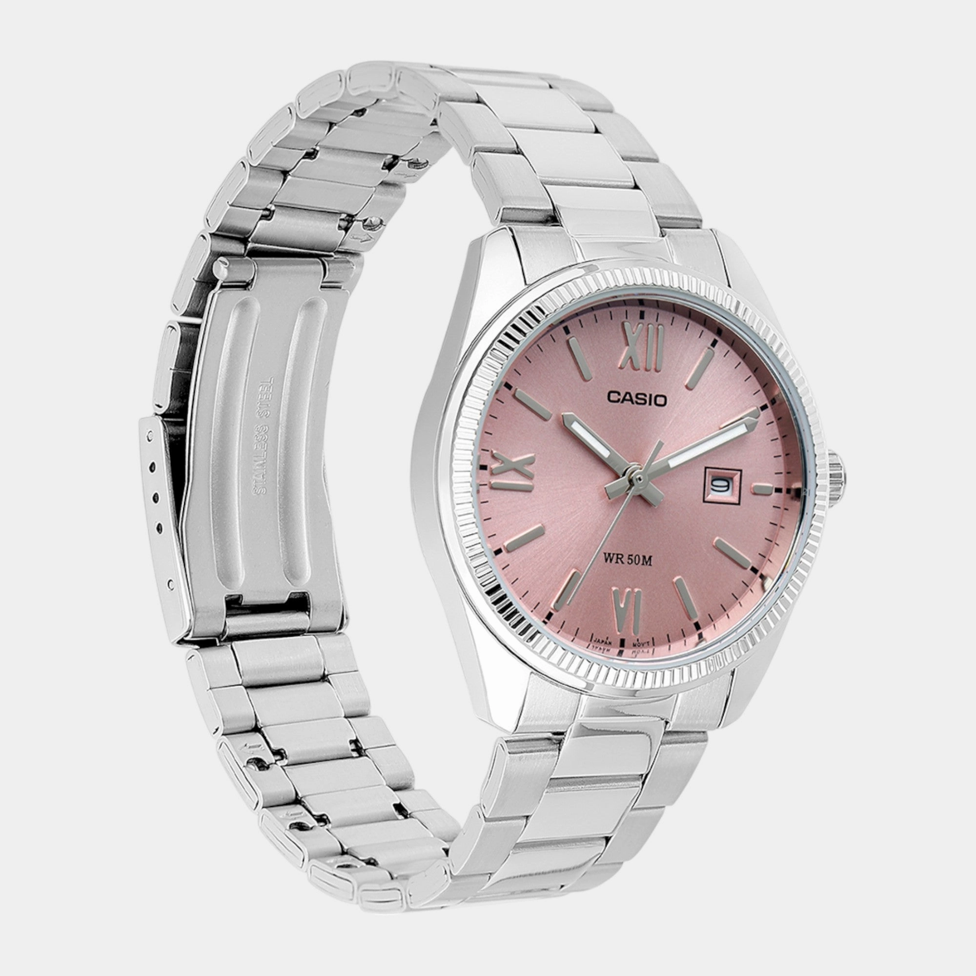 Enticer Women Quartz Pink Dial Analog Stainless Steel Watch LTP-1302DD-4A1VDF A2360