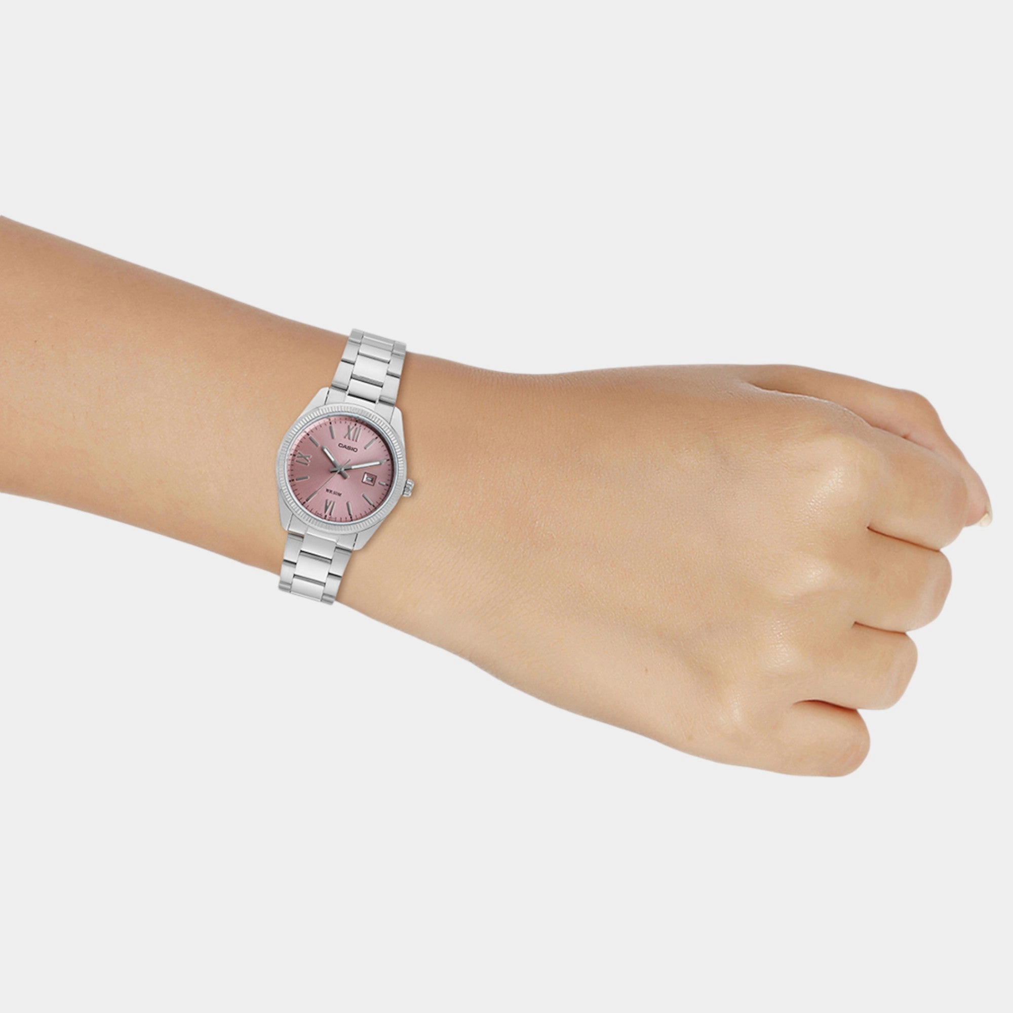 Enticer Women Quartz Pink Dial Analog Stainless Steel Watch LTP-1302DD-4A1VDF A2360