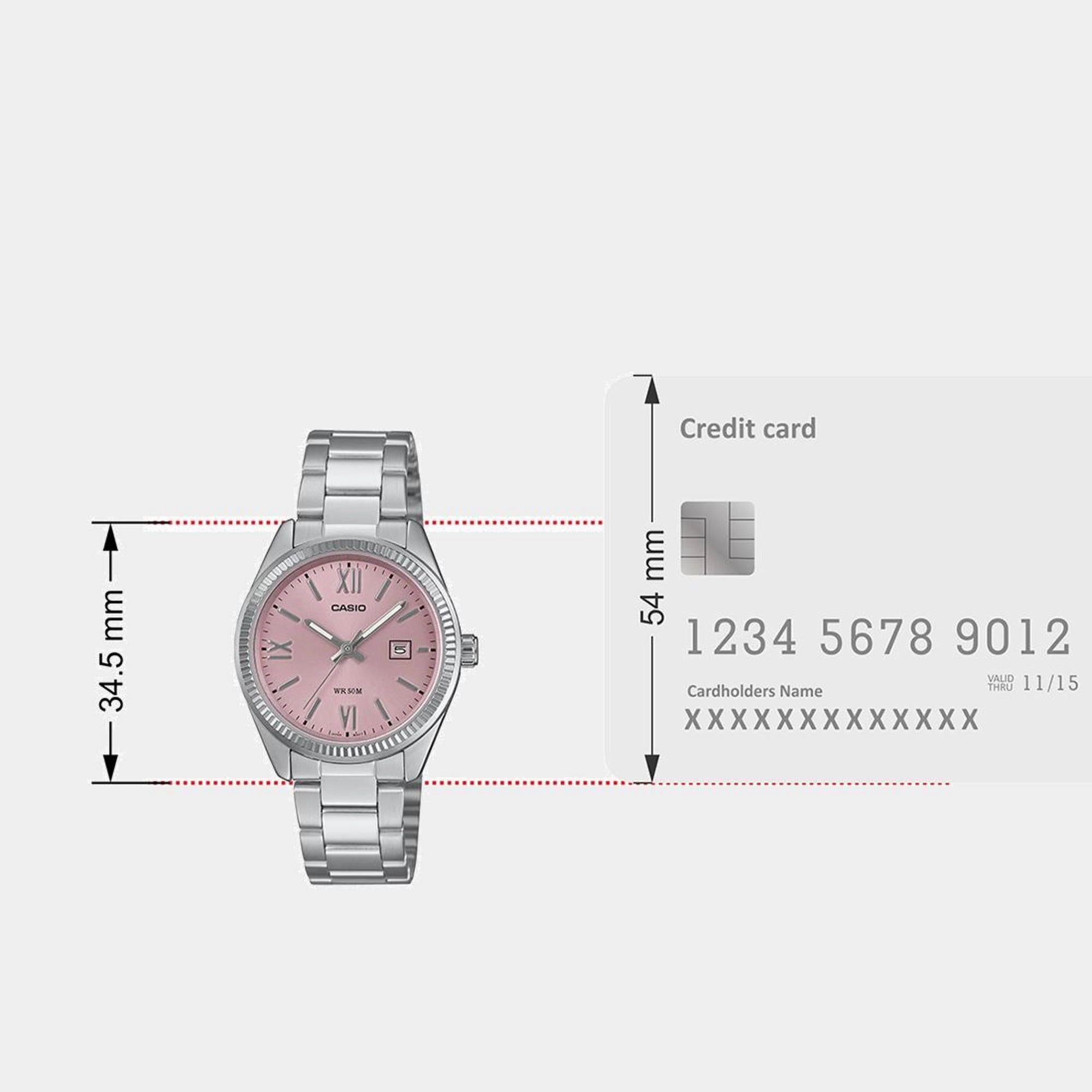Enticer Women Quartz Pink Dial Analog Stainless Steel Watch LTP-1302DD-4A1VDF A2360