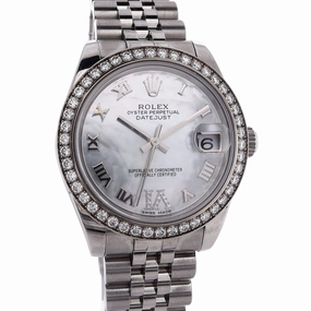 Estate Rolex STL/18kw Ladies 31mm OPDJ MOP Dia Accent Dial Diamond Bezel Jubilee Bracelet 178384 W/Box C.Random 2011 