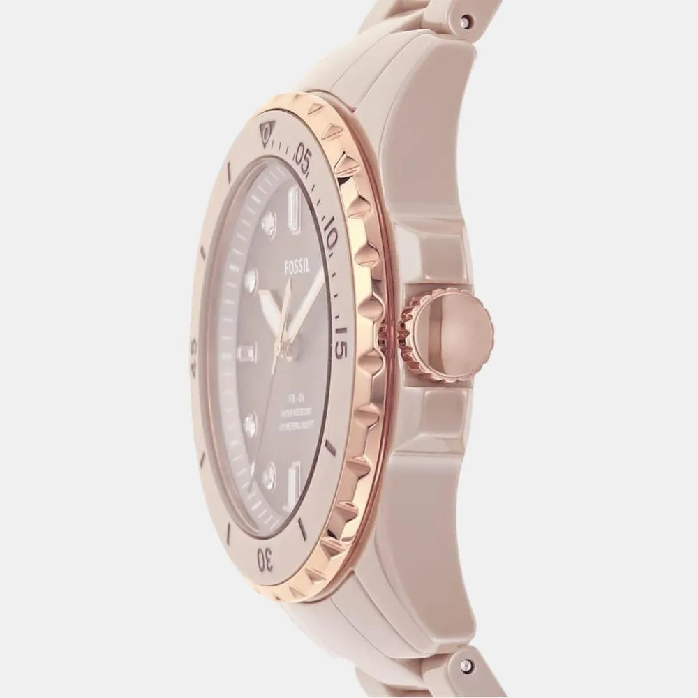 Fb-01 Women Quartz Brown Dial Analog Ceramic Watch CE1111