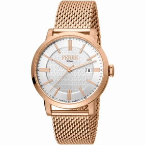 Ferre Milano Men's Watch - Classic Quartz White Dial Rose Gold Steel | FM1G156M0061