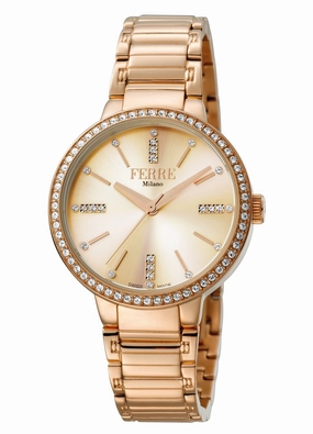 Ferre Milano  Women's Rose Gold Dial Stainless Steel  Watch