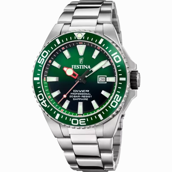 Festina Green Dial Stainless Steel Bracelet Men's Watch F20663/2