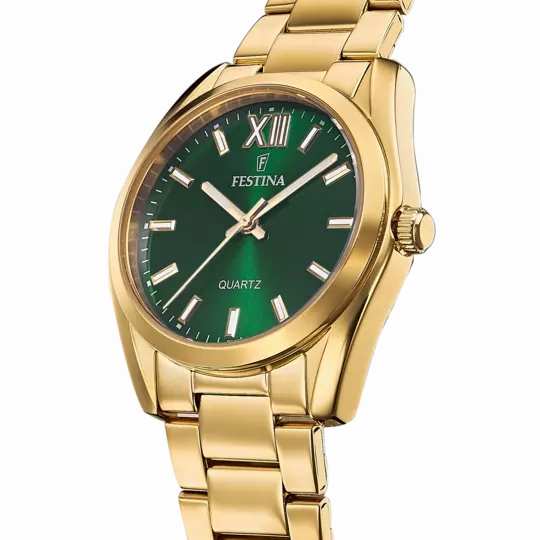 Festina Women's Elegance & Functionality Green Dial Watch with 316L Stainless Steel Strap F20640/4