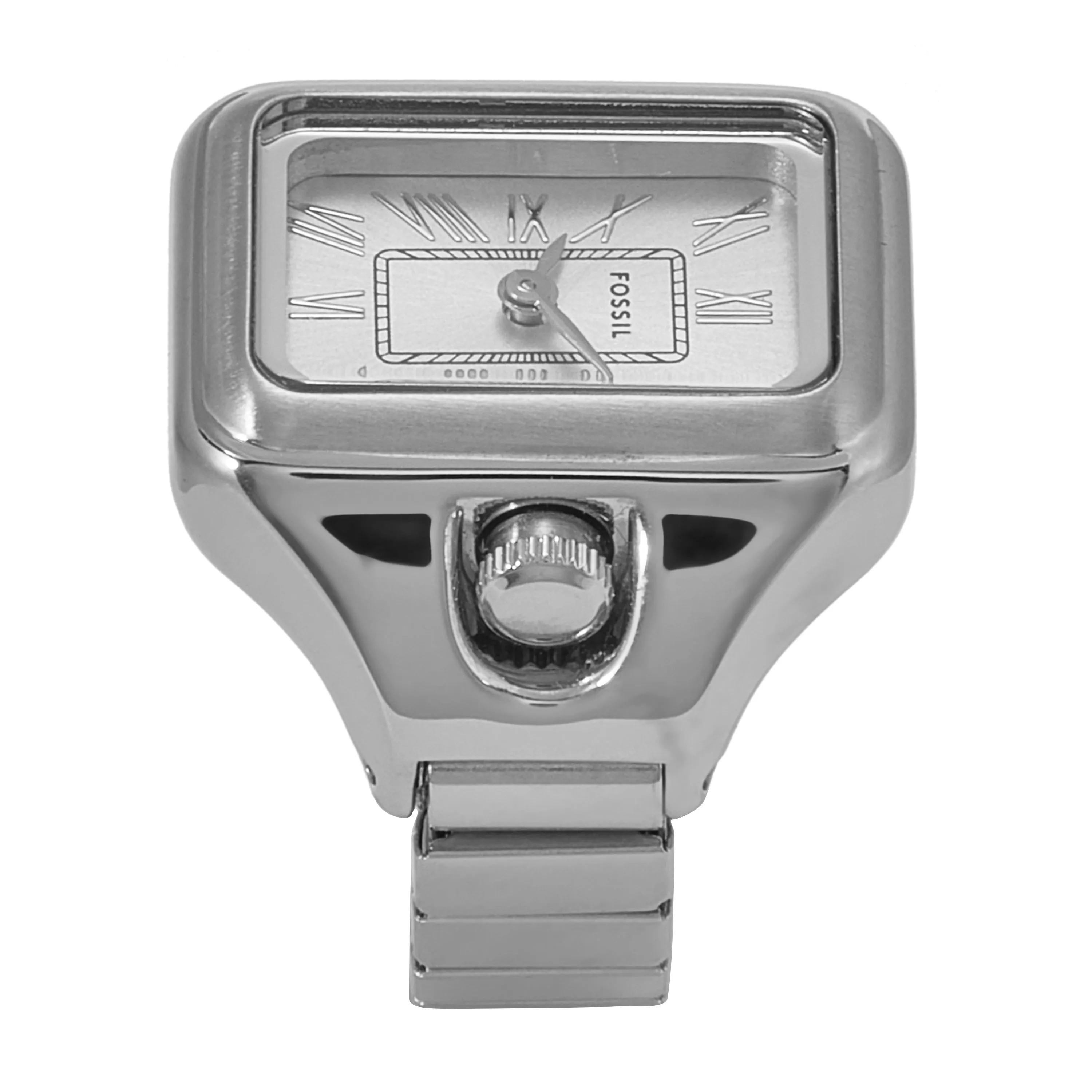 Fossil Elegant Raquel Watch Ring - Stainless Steel with Two-Hand Movement ES5344