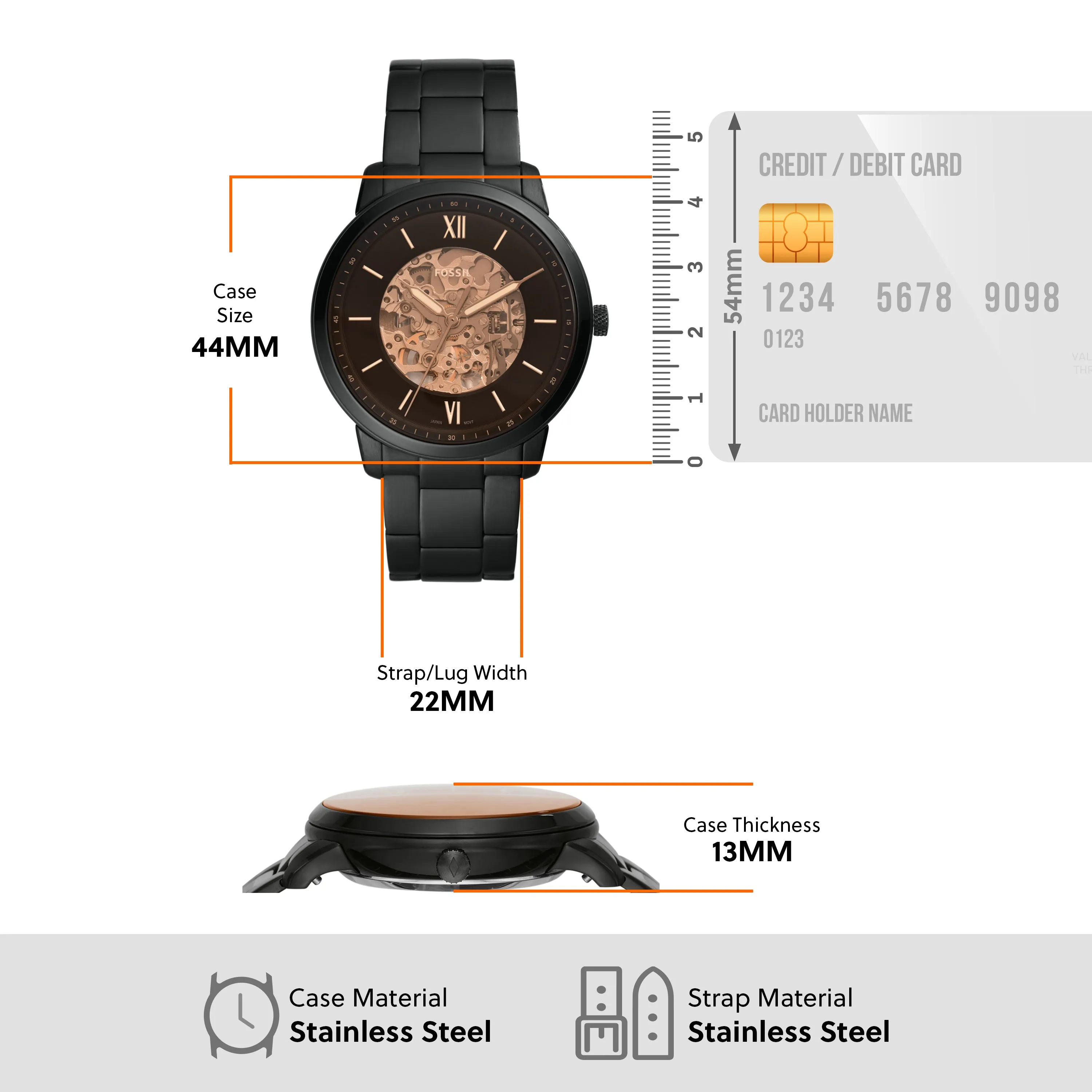 Fossil Neutra Black Stainless Steel Men's Watch ME3183