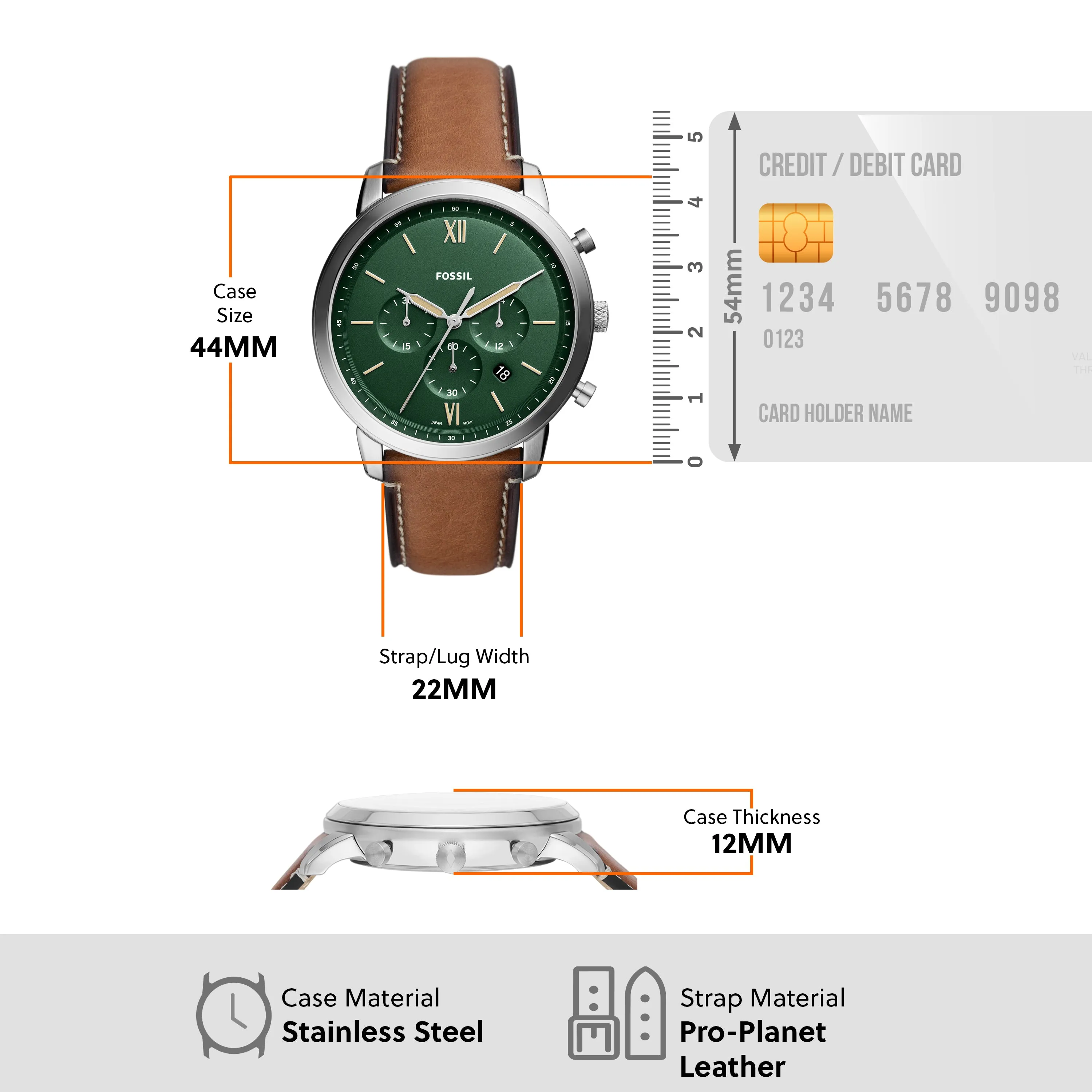 Fossil Neutra Chronograph Watch with Tan LiteHide Leather Band FS5963