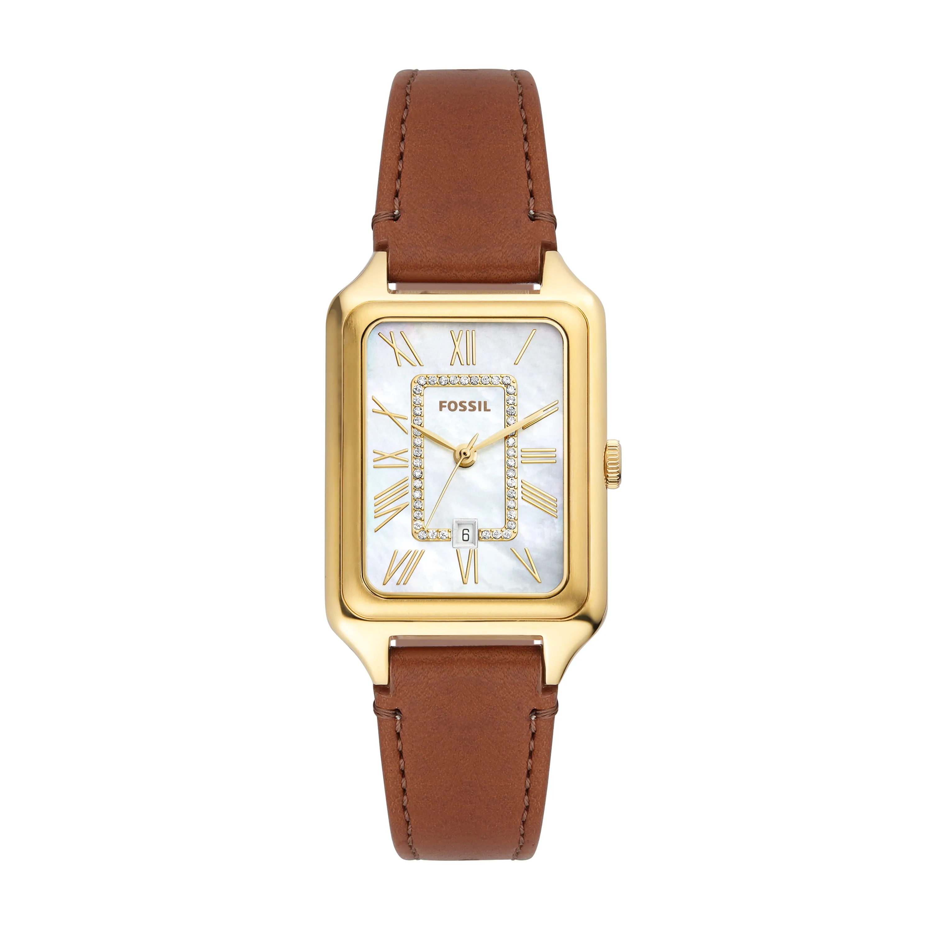Fossil Raquel Brown Leather Band Mother of Pearl Dial Womens Watch ES5307